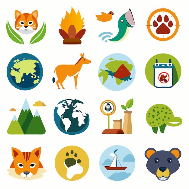 una colección de diferentes animales, incluido un gato, un canguro y un perro