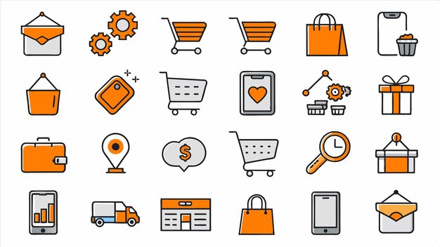una colección de diferentes artículos, incluido un carrito de compras un carrillo de compras y un carro de compras