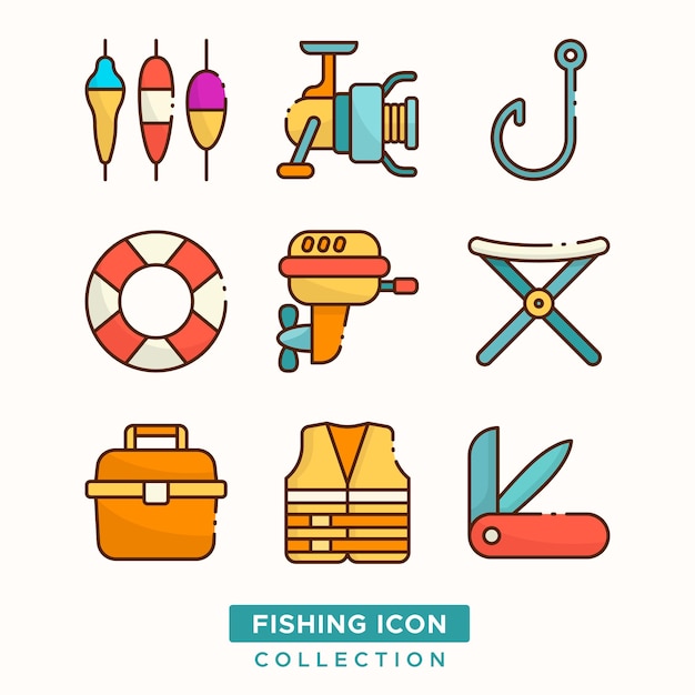 una colección de diferentes artículos, incluido un gancho de pesca y un par de tijeras