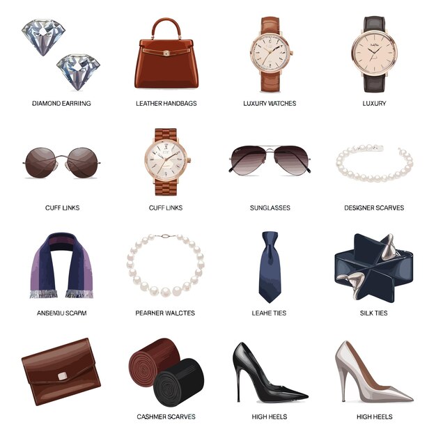 una colección de diferentes artículos, incluido un reloj y joyas