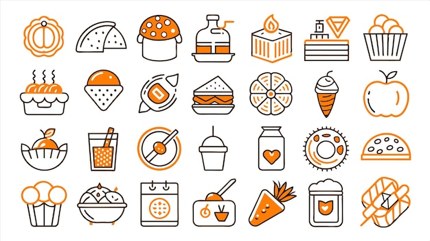 una colección de diferentes artículos incluyendo helado naranja y crema