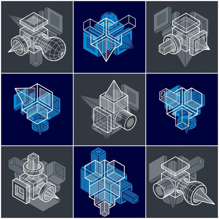 Vector colección de diferentes construcciones de ingeniería, conjunto de vectores abstractos.