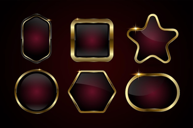La colección de diferentes diseños de botones rojos oscuros de lujo y premium utilizados en la interfaz de usuario web del grupo A