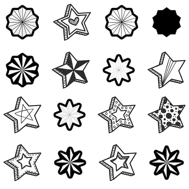 una colección de diferentes diseños, incluida la estrella y la estrella