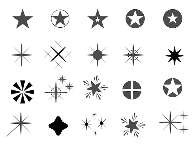 una colección de diferentes diseños, incluidos círculos, estrellas y flechas