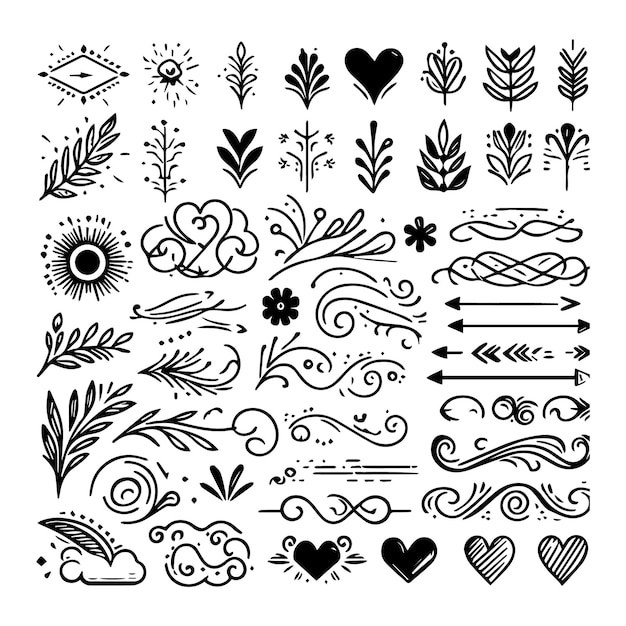 una colección de diferentes diseños incluyendo la palabra flores y