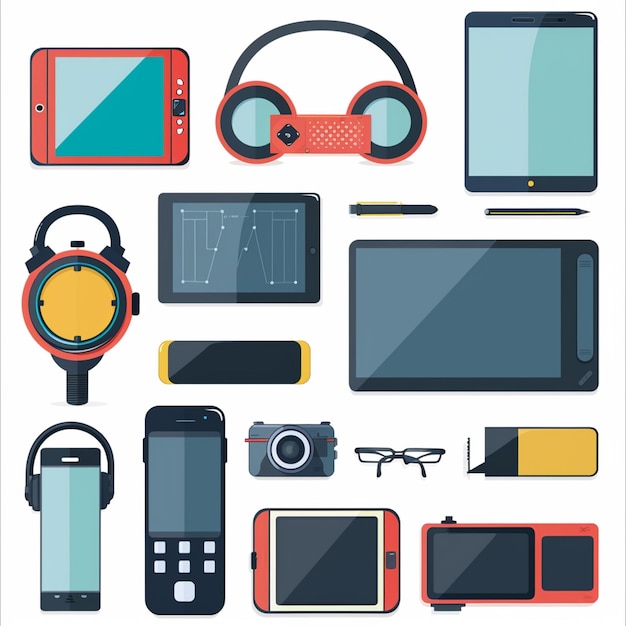 una colección de diferentes dispositivos electrónicos, incluido uno que dice inteligente