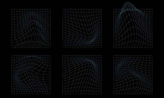 Vector colección de diferentes elementos de diseño de marcos de alambre abstractos ondulados