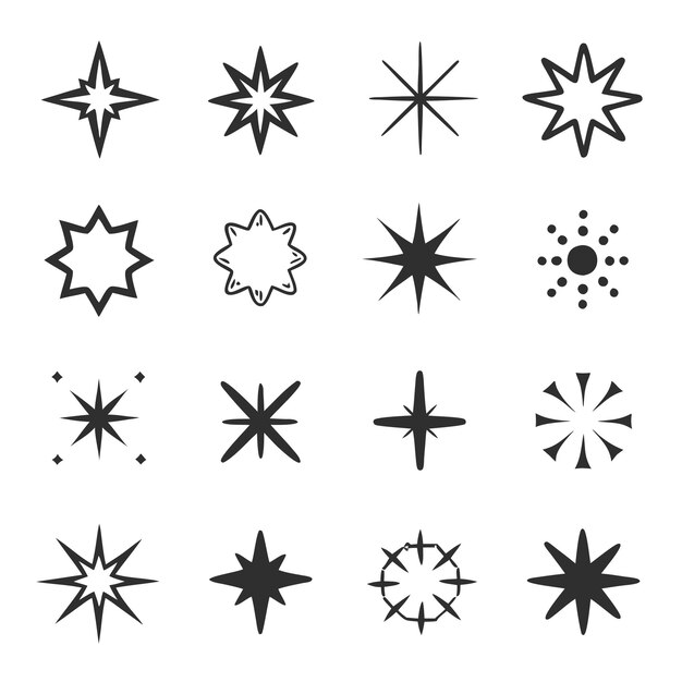 Colección de diferentes estrellas, incluido en fondo blanco