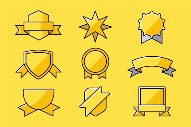 una colección de diferentes etiquetas, incluidas medallas, cintas y cintas