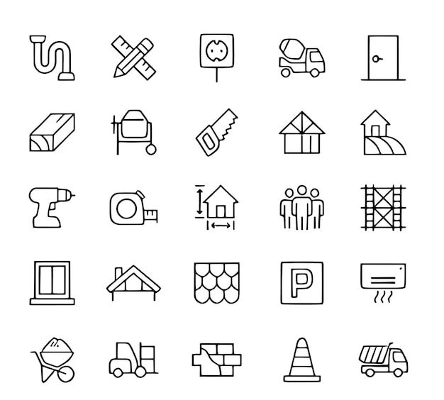 una colección de diferentes iconos, incluido uno con la letra p en él