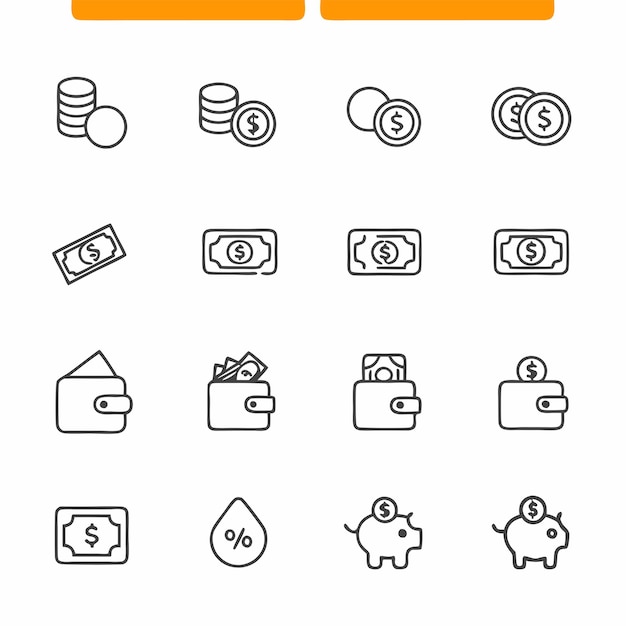una colección de diferentes iconos, incluido uno que dice 5