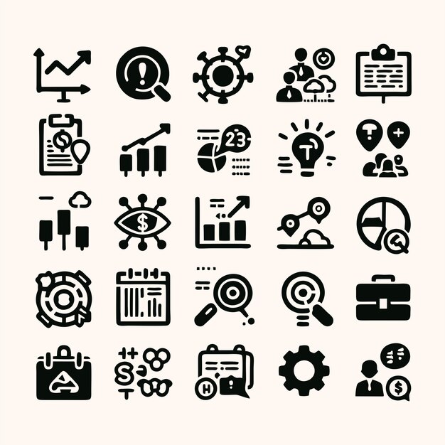 una colección de diferentes iconos, incluido uno que dice "negocio"