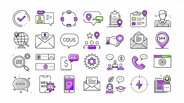 una colección de diferentes iconos, incluido uno que dice ok