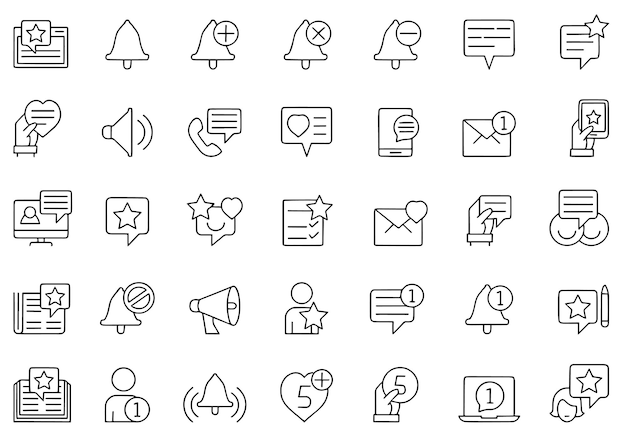 una colección de diferentes iconos, incluido uno que dice red social