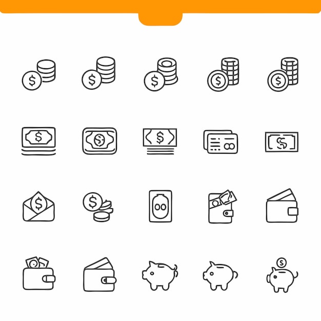 una colección de diferentes iconos, incluido uno que dice "servicios financieros"