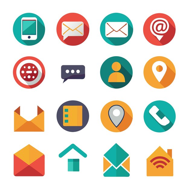 una colección de diferentes iconos, incluido un teléfono y un teléfono