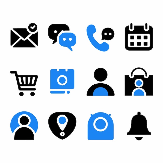una colección de diferentes iconos, incluido un teléfono y un teléfono