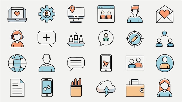una colección de diferentes iconos incluyendo un hombre y un teléfono