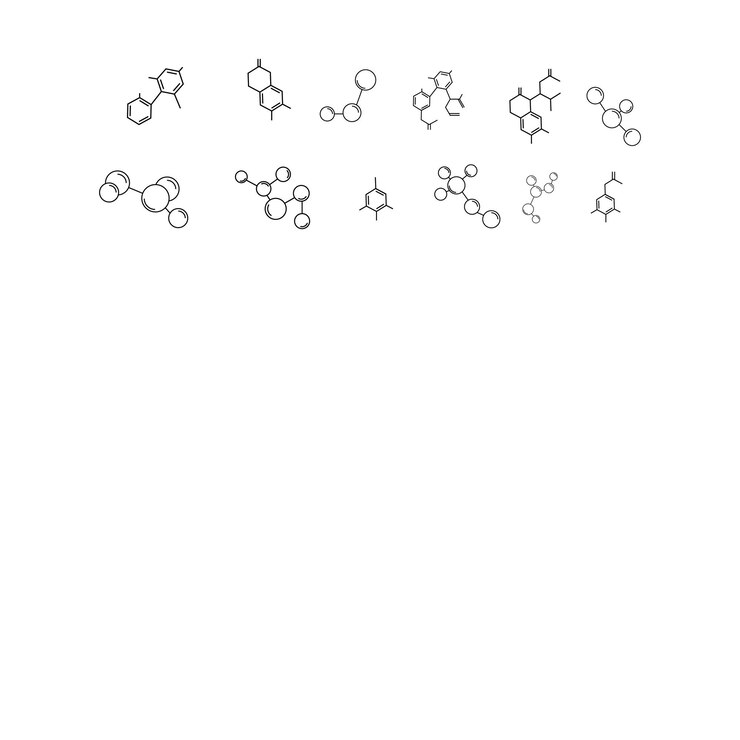 Colección de diferentes íconos de modelos moleculares aislados en un fondo blanco Grupos de átomos unidos