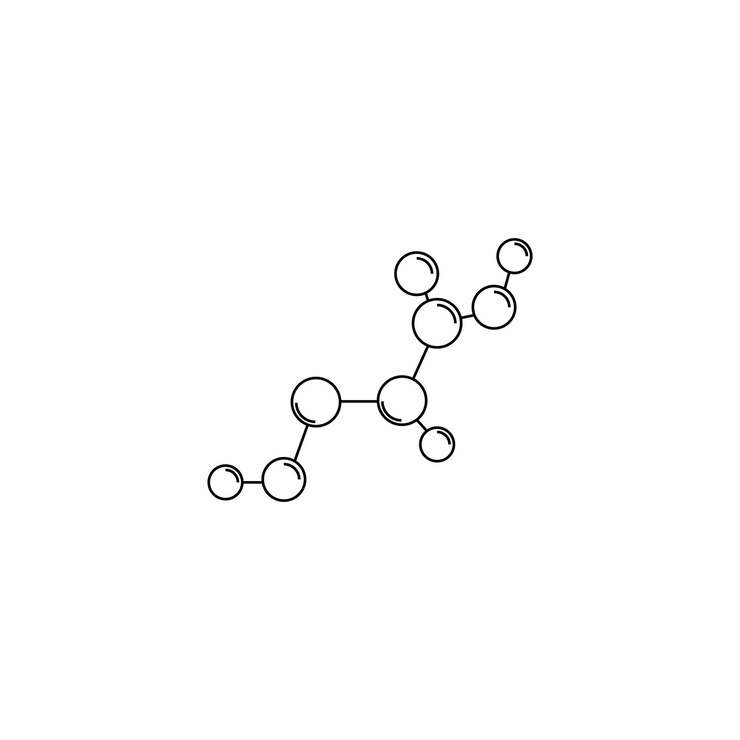 Colección de diferentes íconos de modelos moleculares aislados en un fondo blanco Grupos de átomos unidos