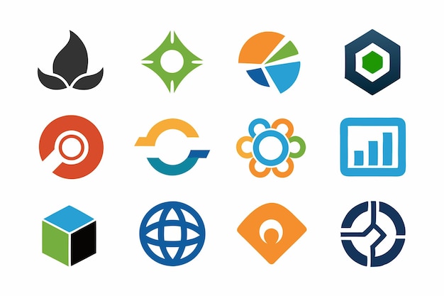 una colección de diferentes iconos de negocios, incluido uno que dice tierra