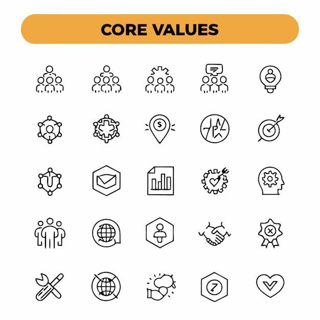 una colección de diferentes iconos con las palabras valor valor valor