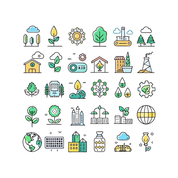 una colección de diferentes iconos que incluyen un mundo y el mundo