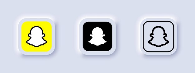 Vector colección de diferentes iconos de snapchat logotipo de redes sociales arte lineal y estilo plano aislado en neomorfismo icono de línea vectorial para negocios y publicidad editorial