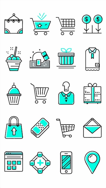 una colección de diferentes iconos para la tienda