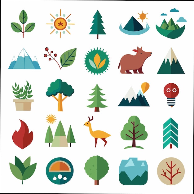 una colección de diferentes imágenes, incluidos animales y árboles
