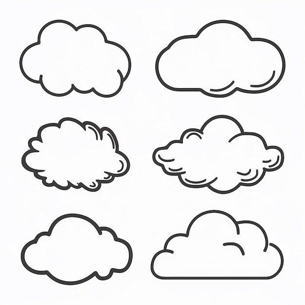 Vector una colección de diferentes imágenes de nubes y nubes