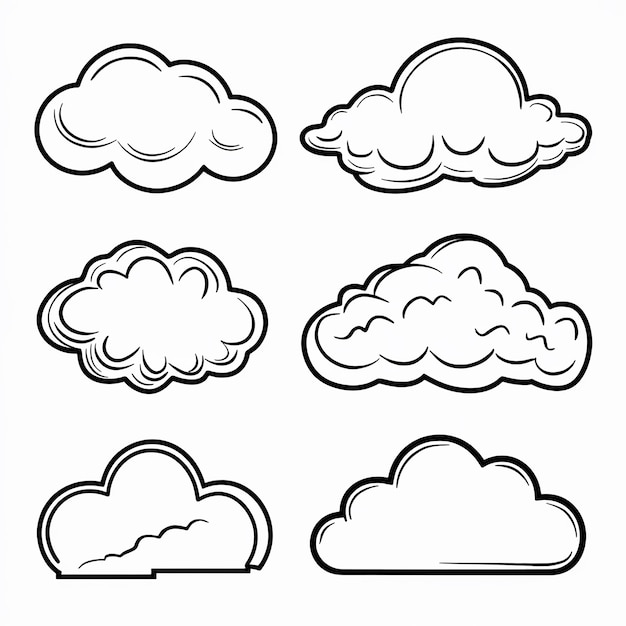 Una colección de diferentes imágenes de nubes y la palabra nube