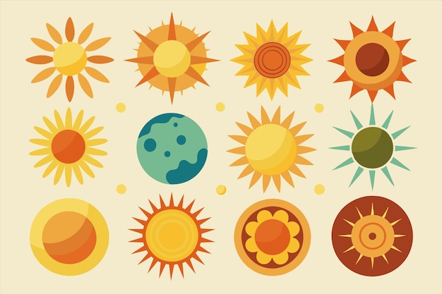 una colección de diferentes imágenes del sol, incluido el sol y el sol