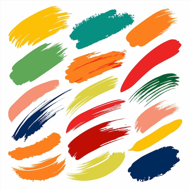 una colección de diferentes líneas pintadas a mano de colores