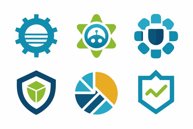 una colección de diferentes logotipos incluyendo un escudo un escudo azul y un escudo