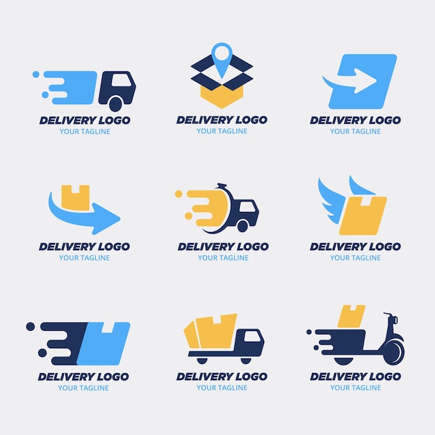 una colección de diferentes logotipos incluyendo la letra t y la palabra entrega