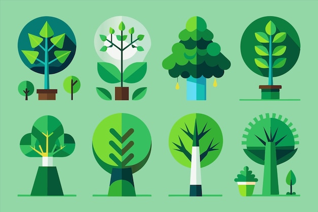 una colección de diferentes plantas y árboles