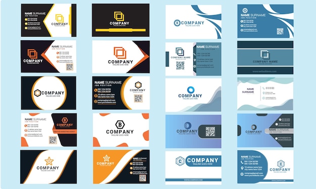 Una colección de diferentes tarjetas de presentación, incluida una que dice empresa.