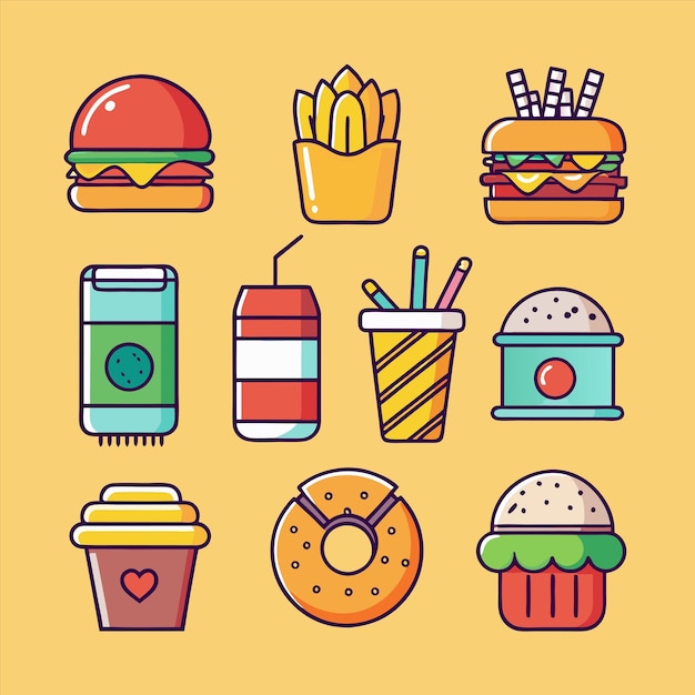 una colección de diferentes tipos de alimentos, incluida una variedad de diferentes tipos