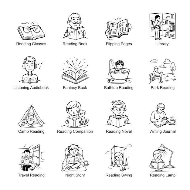 una colección de diferentes tipos de libros de lectura, incluido uno que dice lectura