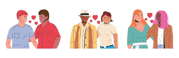 Vector colección de diferentes tipos de parejas