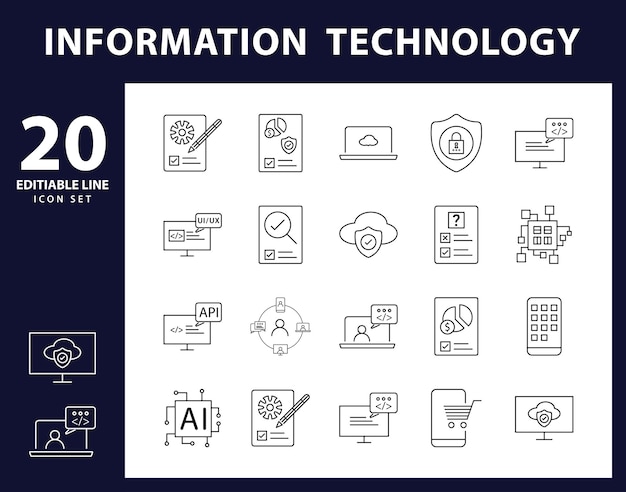Colección dinámica de TI Iconos de trazos editables para sistemas de red Comunicación Computación en línea