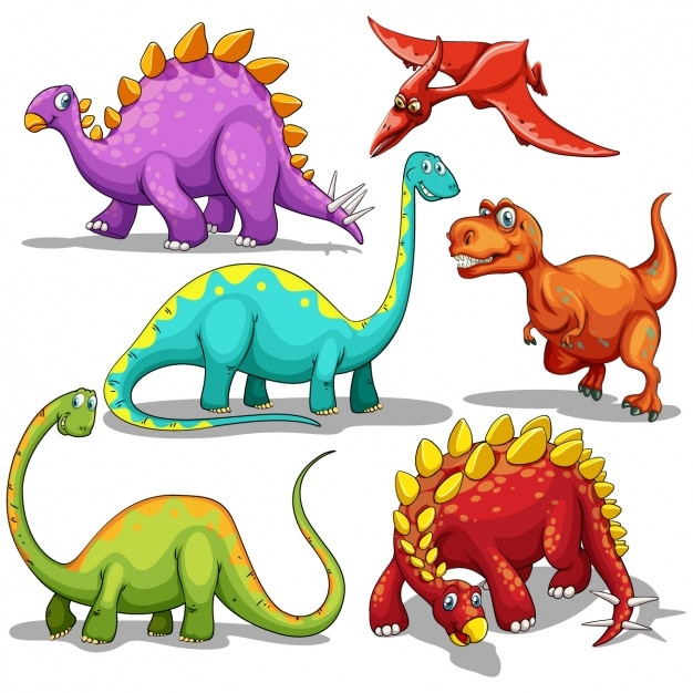 Vector colección de dinosaurios a color