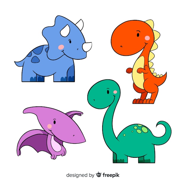 Vector colección de dinosaurios dibujados a mano