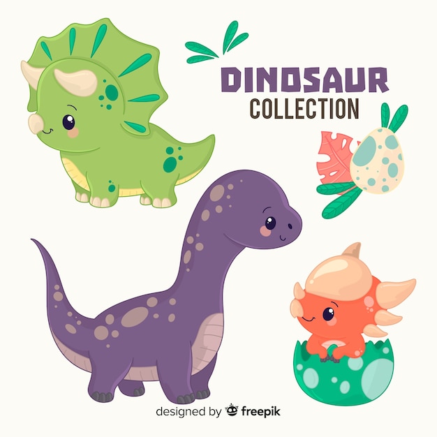 Colección de dinosaurios dibujados a mano