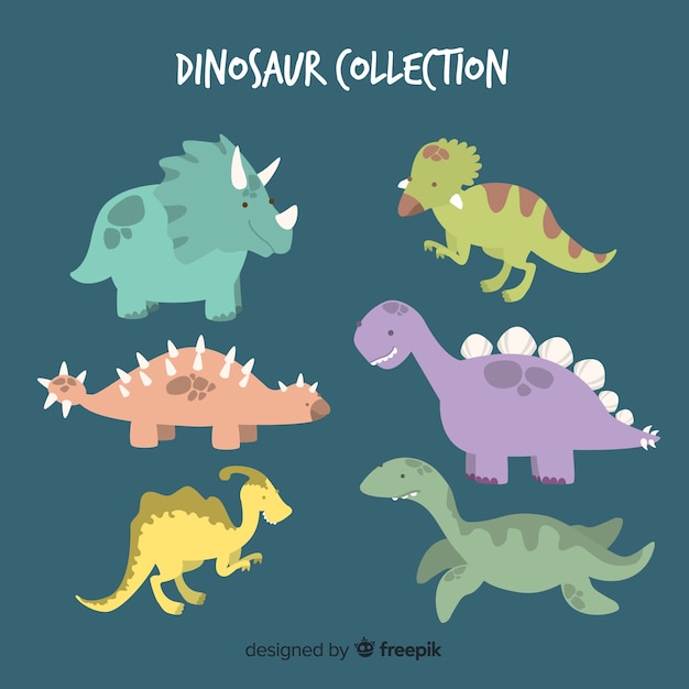 Colección de dinosaurios dibujados a mano