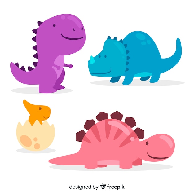 Vector colección de dinosaurios dibujados a mano