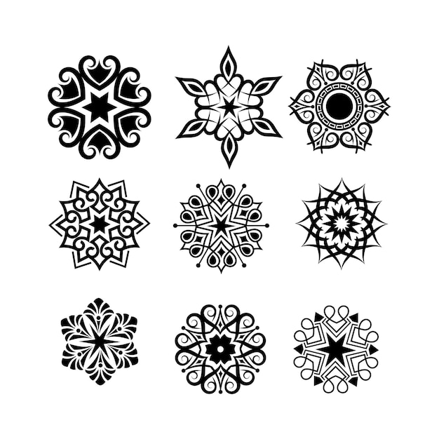 colección de diseño de arte mandala color negro