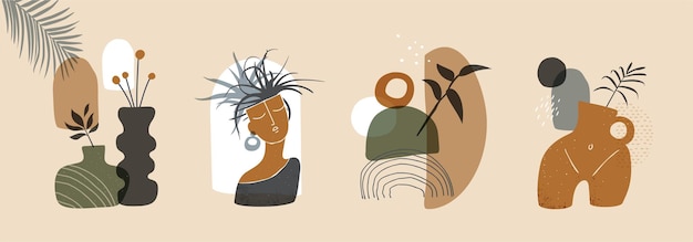 Colección de diseño de arte minimalista abstracto Diseño moderno de mediados de siglo para portadas de carteles y papel tapiz